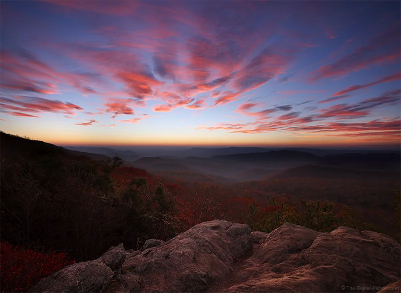 Canon RF 16mm F2.8 STM Lens and a Shenandoah National Park Sunset